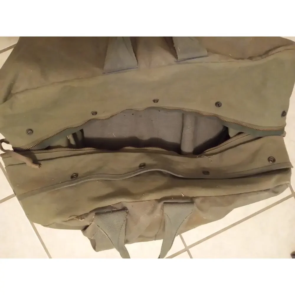 Vintage 1963 US Military Flyers Kit Bag Olive Drab Canvas Aviator Duffle Bag